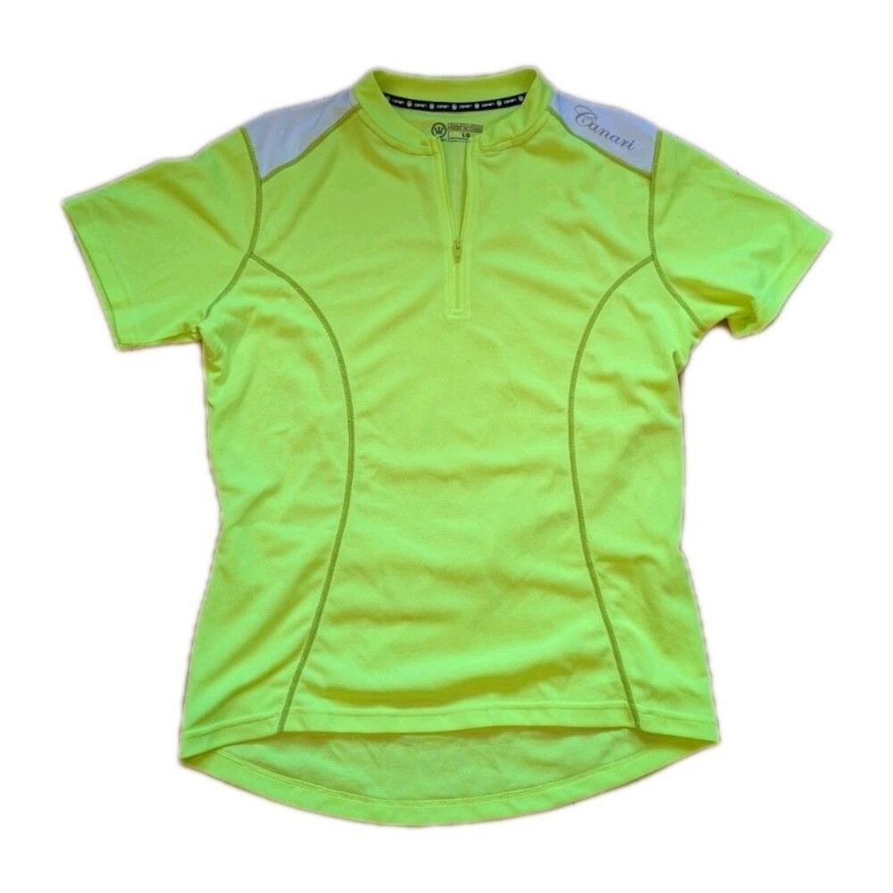 NEW WITH TAGS Canari Essential Cycling Jersey Womens L Yellow Neon 1/4 ZIP Bike